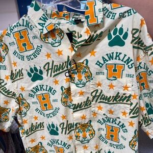 H&M Stranger Things Hawkins High Button Up Short Sleeves Shirt Men's Medium